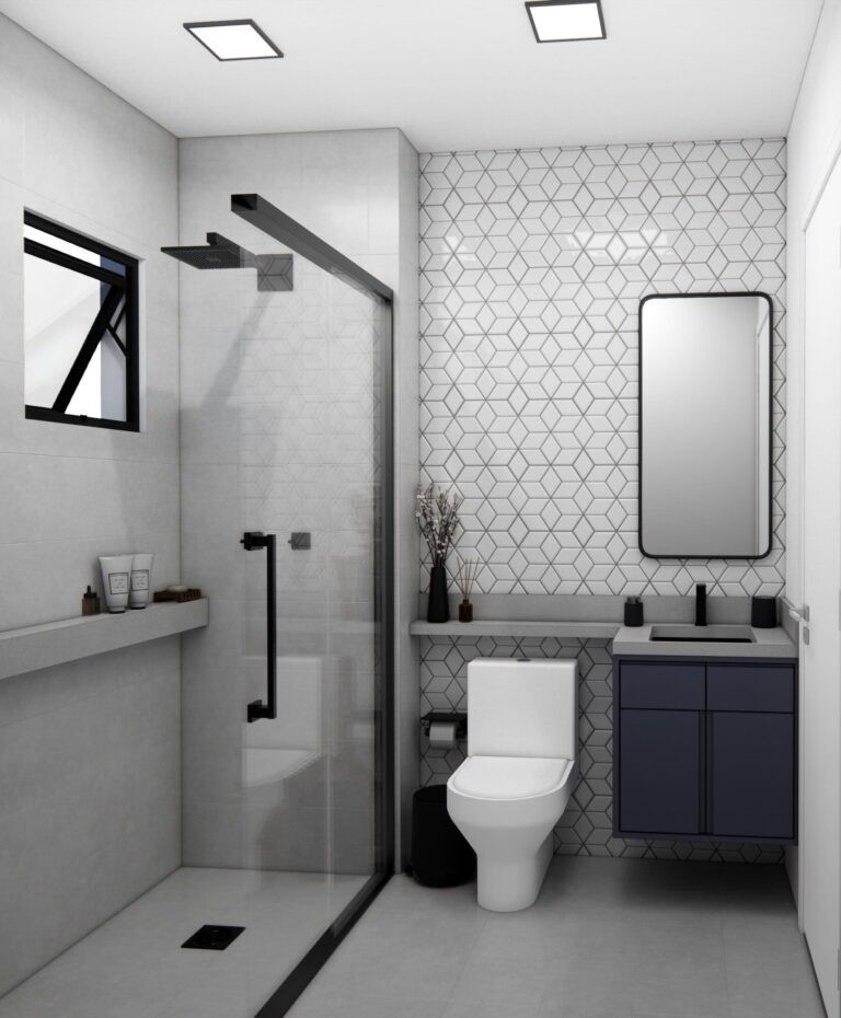 Perspectiva ilustrada do banheiro