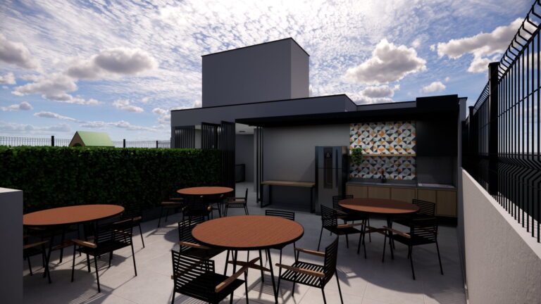 Perspectiva ilustrada da churrasqueira