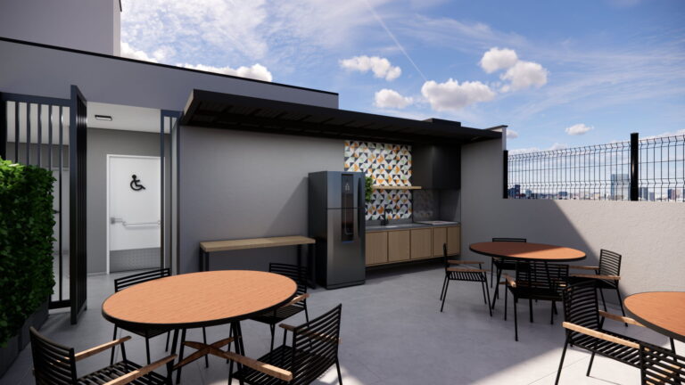 Perspectiva ilustrada da churrasqueira