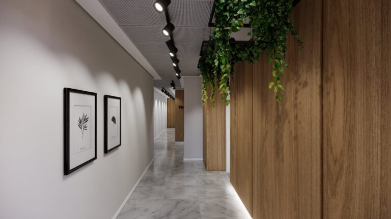 Perspectiva ilustrada do corredor 3