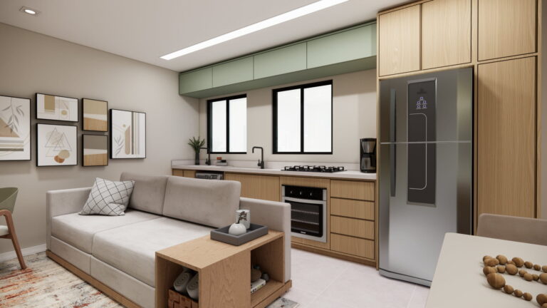 Perspectiva ilustrada da cozinha
