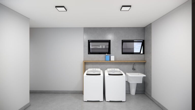 Perspectiva ilustrada da lavanderia