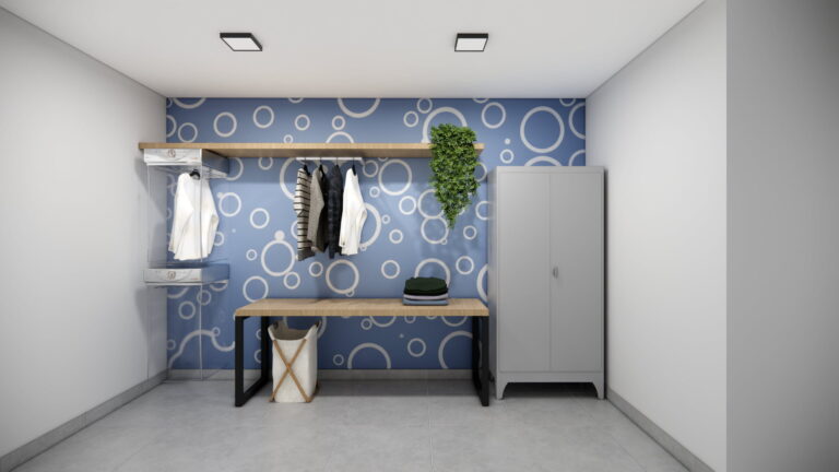 Perspectiva ilustrada da lavanderia